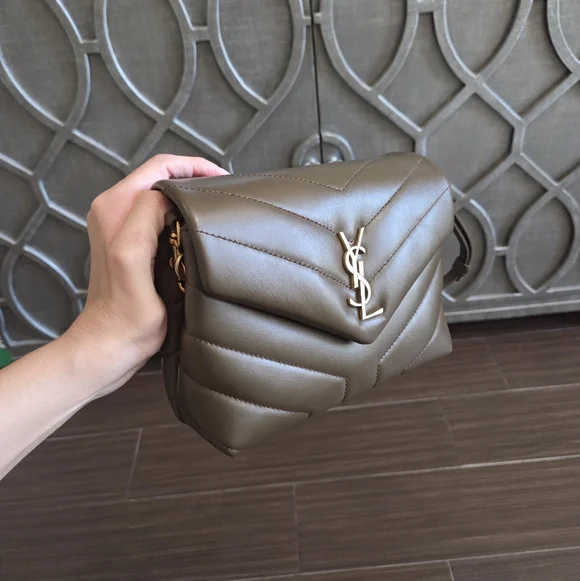 Saint Laurent Calfskin Y Quilted Monogram Toy Loulou Crossbody Bag Soil Brown - Picture 2 of 6